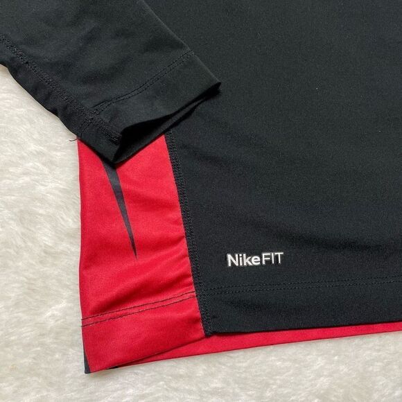 Nike Pro Tight Athletic Shirt Size Small Long Sleeve Running Black Red - Picture 4 of 12